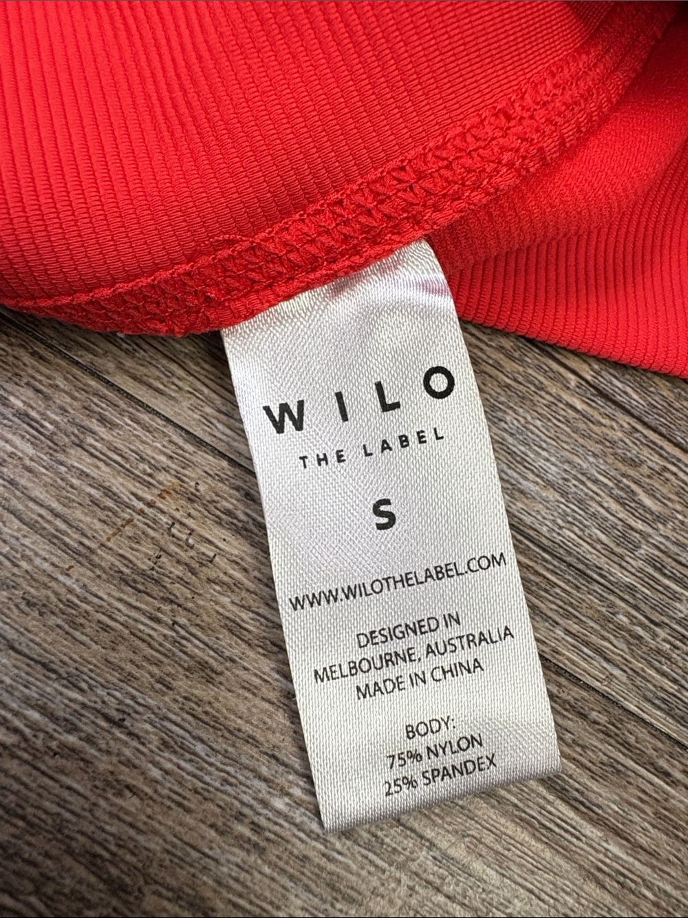 WILO The Label Red Ribbed Sports Bra & High Rise Biker Shorts Set Size S - Picture 10 of 11